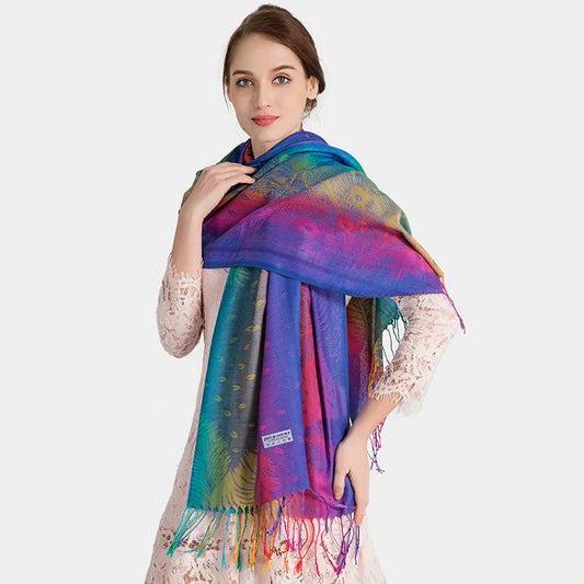 Fashion Jacquard Autumn and Winter Cotton Woman Scarf Pashmina Shawl Long