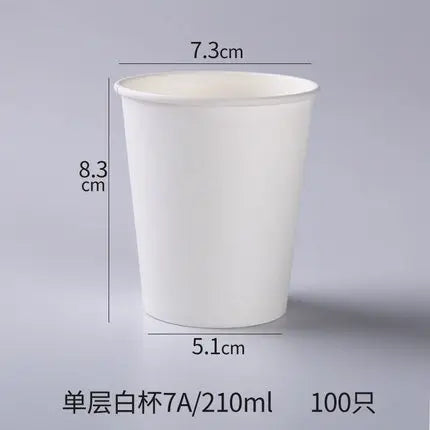 100pcs/Pack White Paper Cups With Lid Disposable Coffee Cup