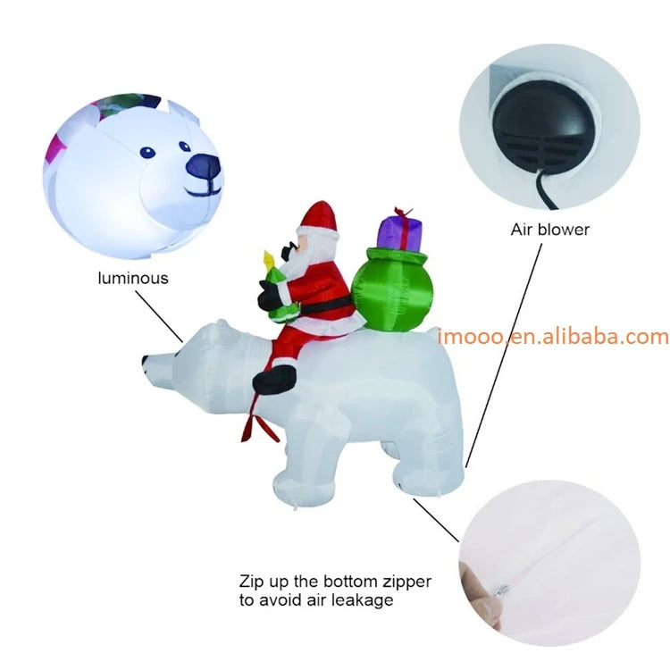 2.1m Shaking LED Inflatable Bear Snowman New Year Doll Outdoor Garden Toys