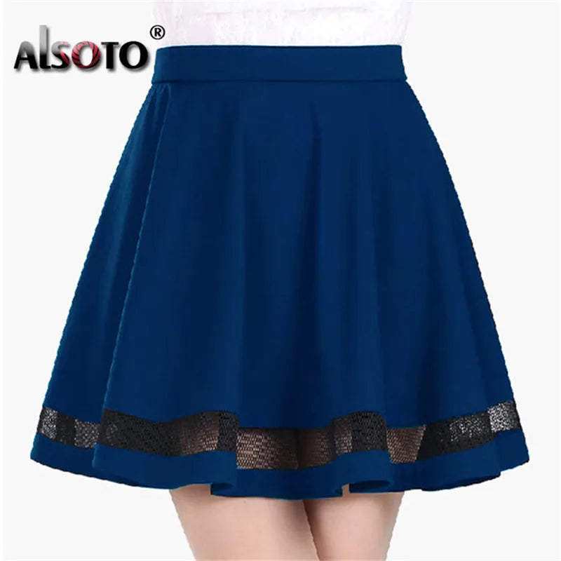 Summer Women Skirt Fashion Elastic Midi Skirt Sexy Girls Mini Pleated Skirts