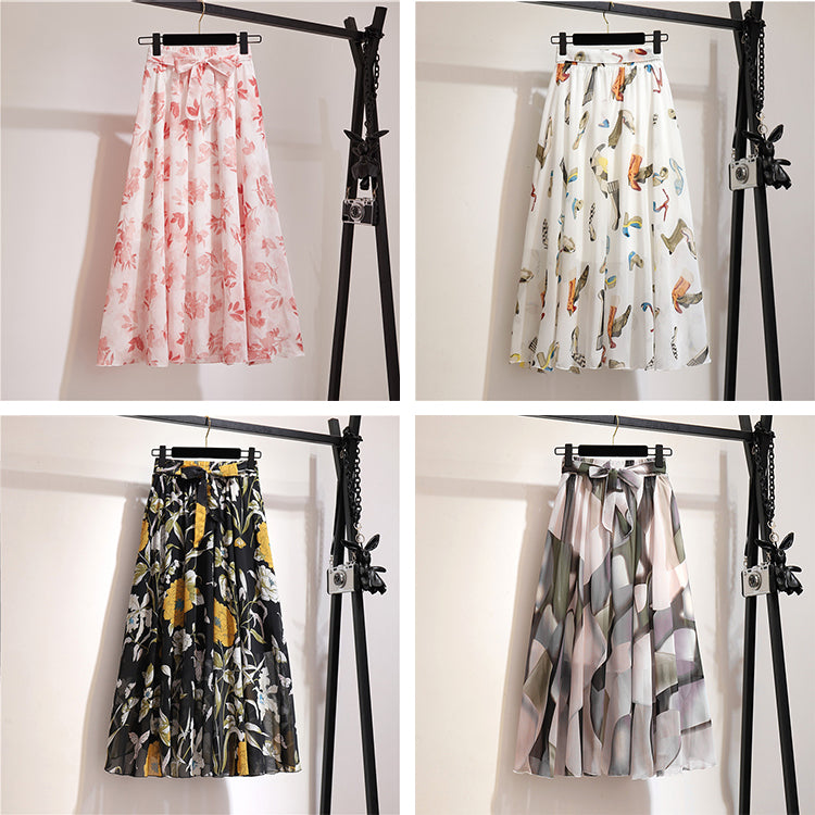 Women's Elegant Skirt Korean High Waist Cover Up Ruffle Skirts Midi Skirt