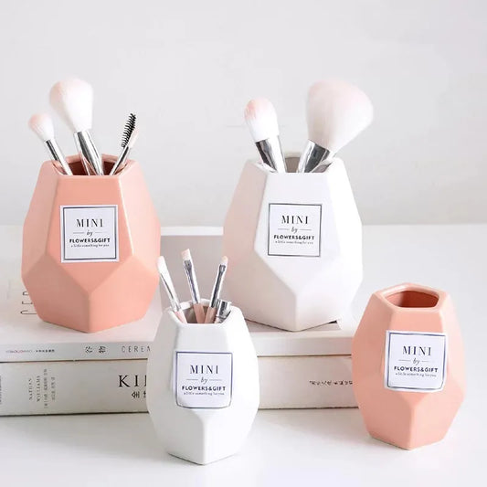 Makeup Brush Ceramic Storage Jar Pink Ceramic Storage Bottle Cosmetic Storage