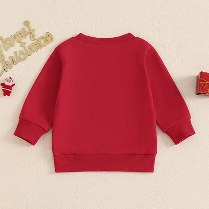 Toddler Kids Baby Boys Girls Christmas Sweatshirts Letter Embroidery Long Sleeve