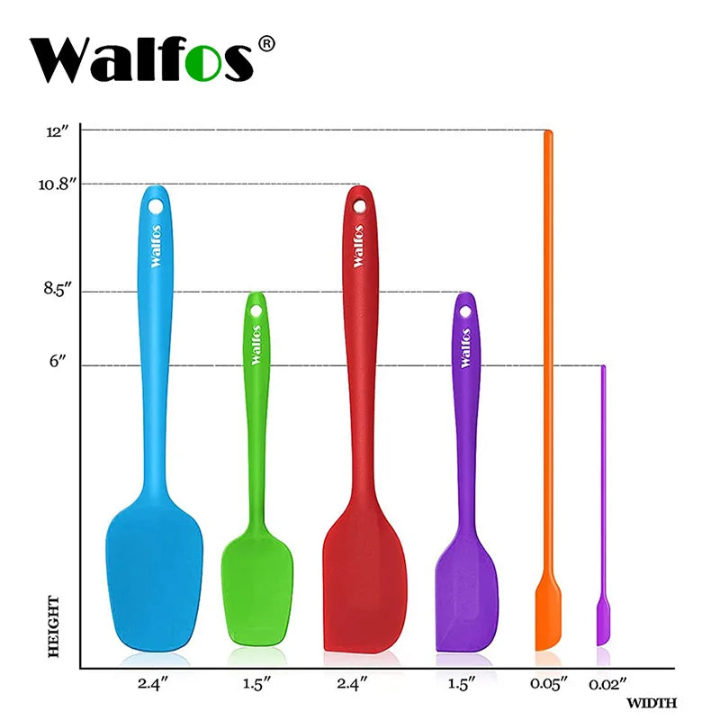 WALFOS Kitchen Utensil Cooking Tools Silicone Spatula Set Spoon Cake Spatulas