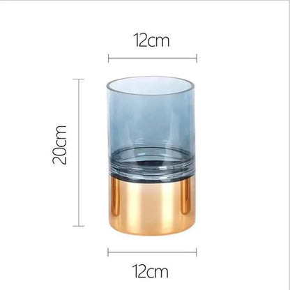 Gilded Base Glass Vase Transparent Hydroponic Flower Pots