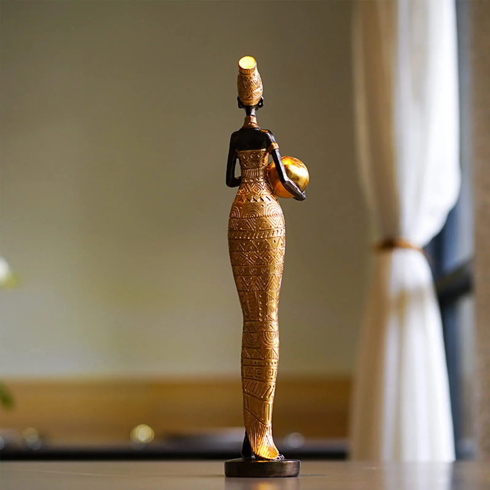 African Woman Figurines for Interior Decoration, Creative Decorative Sculptures