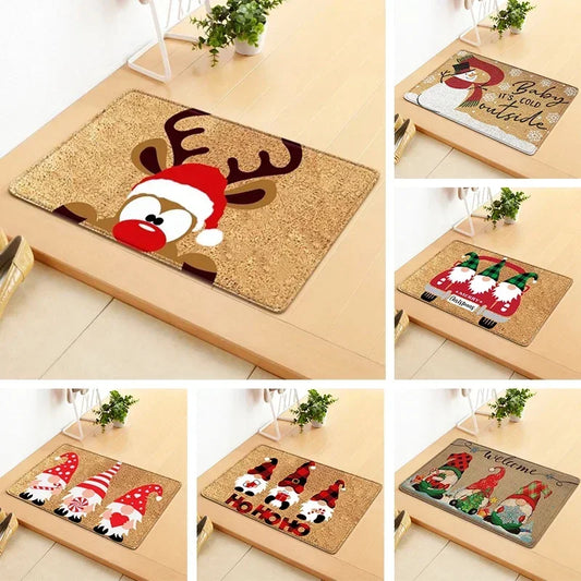 2025 Christmas Decorations Doormat,Merry Xmas Gnomes Elk Rug Indoor