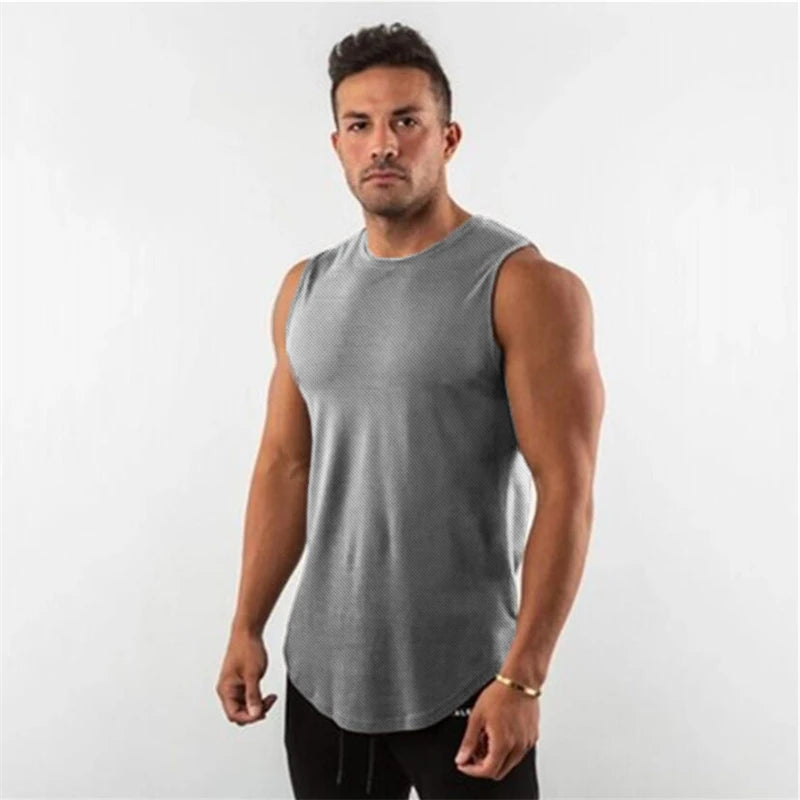 New Summer Plain Mens Running Vest Men Gym Clothing Bodybuilding Fitness Tank