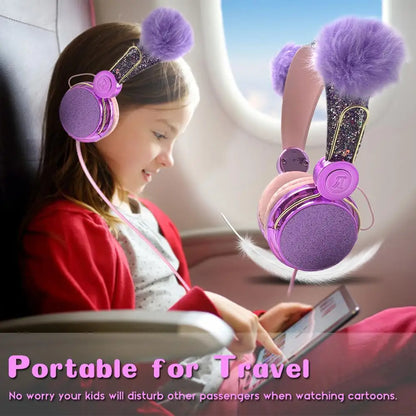 Cute Kids Wired Headphone With Microphone 3.5mm Music Stereo