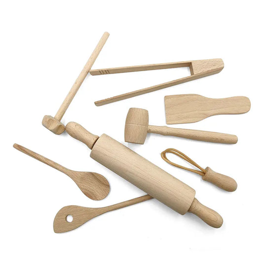 Wooden Kitchen Utensils Spoon Shovel Egg Beater Clip Kitchen Set