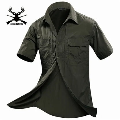 MEGE Summer Men Shirt Military Men Short Sleeve Shirt Casual Shirt