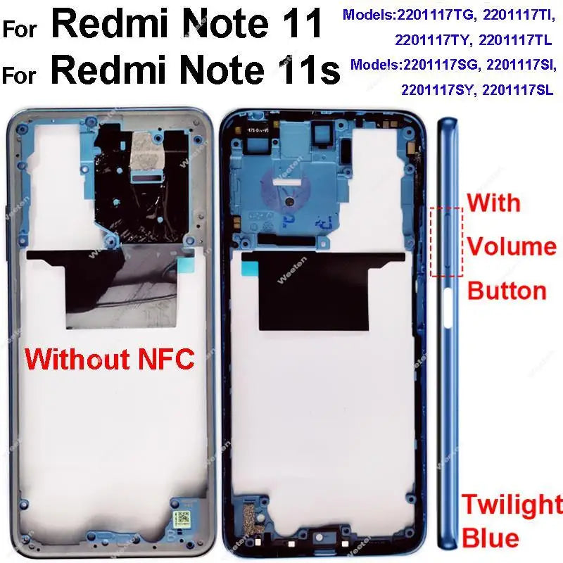 Middle Frame Housing for Xiaomi Redmi Note 11 Note 11S 4G Middle Cover Bezel