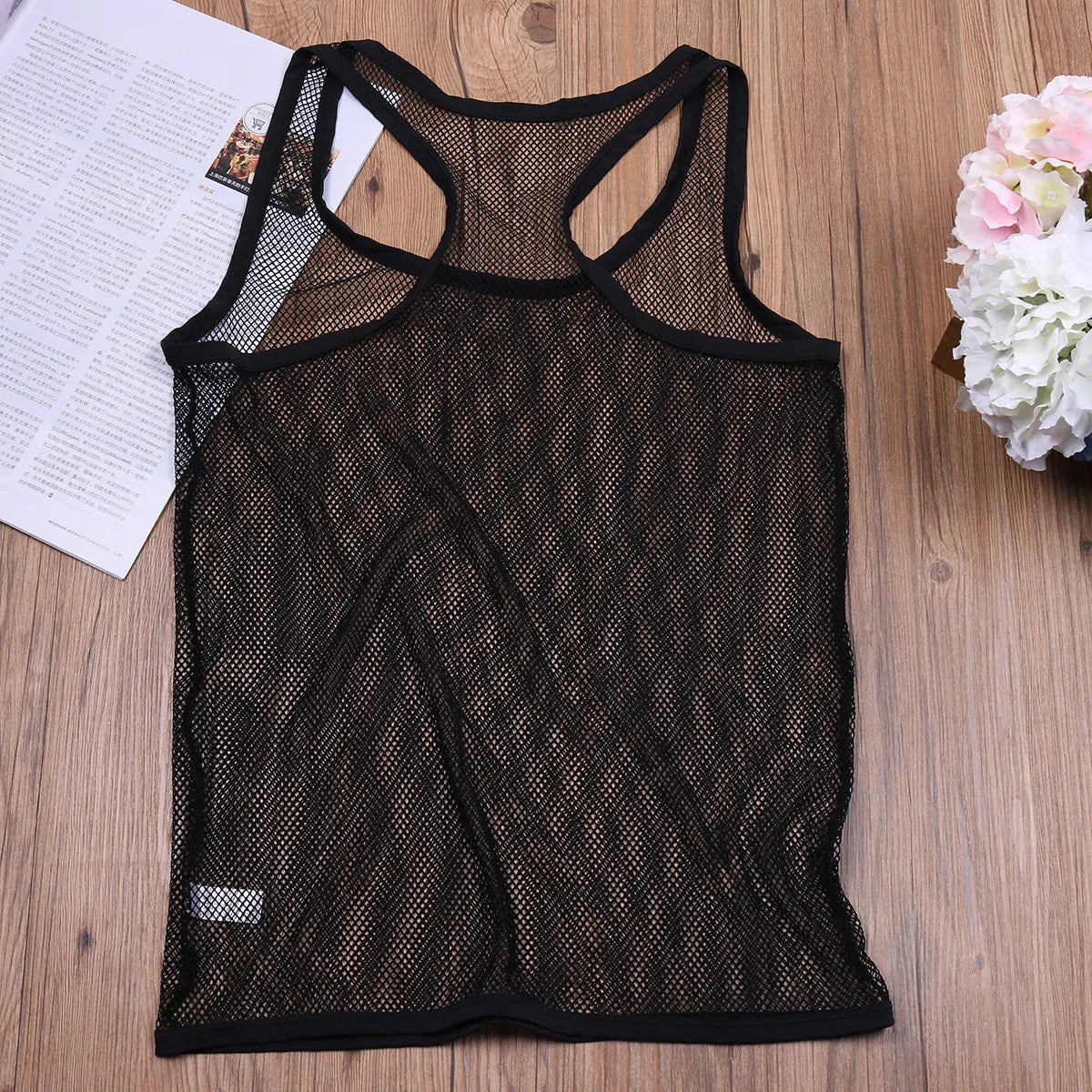 Transparent Undershirt  Fishnet See-Through Sleeveless Vest Breathable