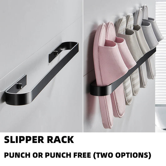 Slipper Rack  Towel Hanger Wall-Mounted Shoes Storage Rack Punch Free