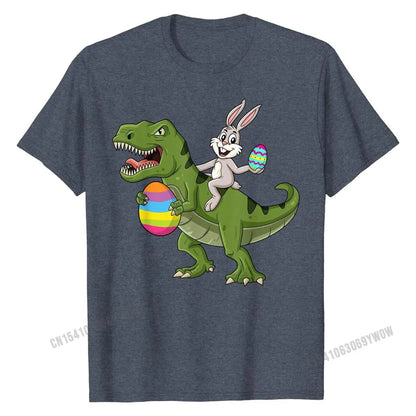 Rabbit Riding T Rex Easter Egg Boys Girls Kids T-Shirt T Shirt Graphic Custom