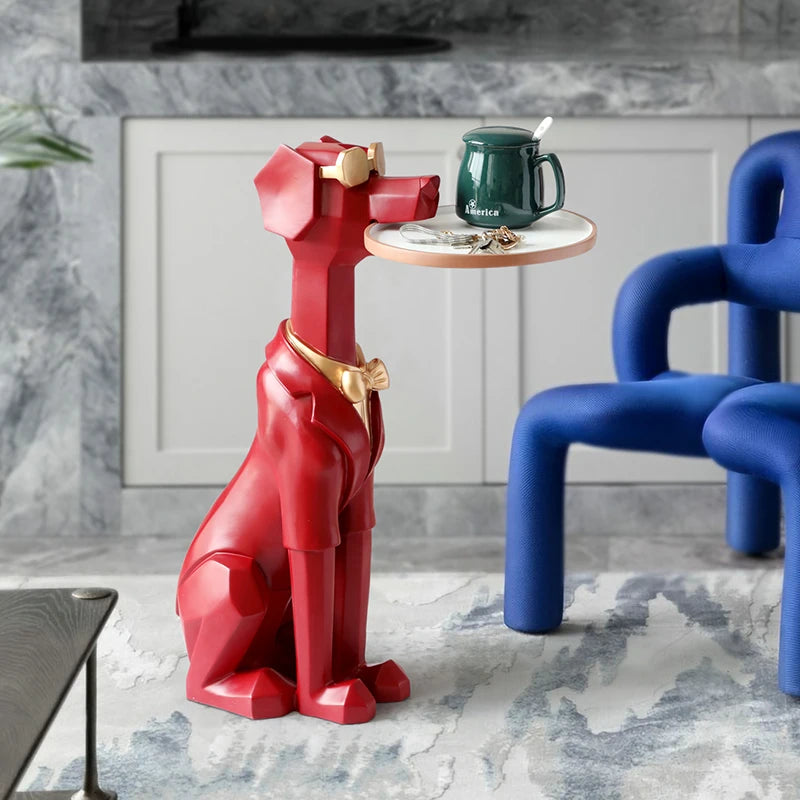 Cute Dog Sculpture  With Tray Holder Home Decor Sculpture Modern Art  Dog Statue