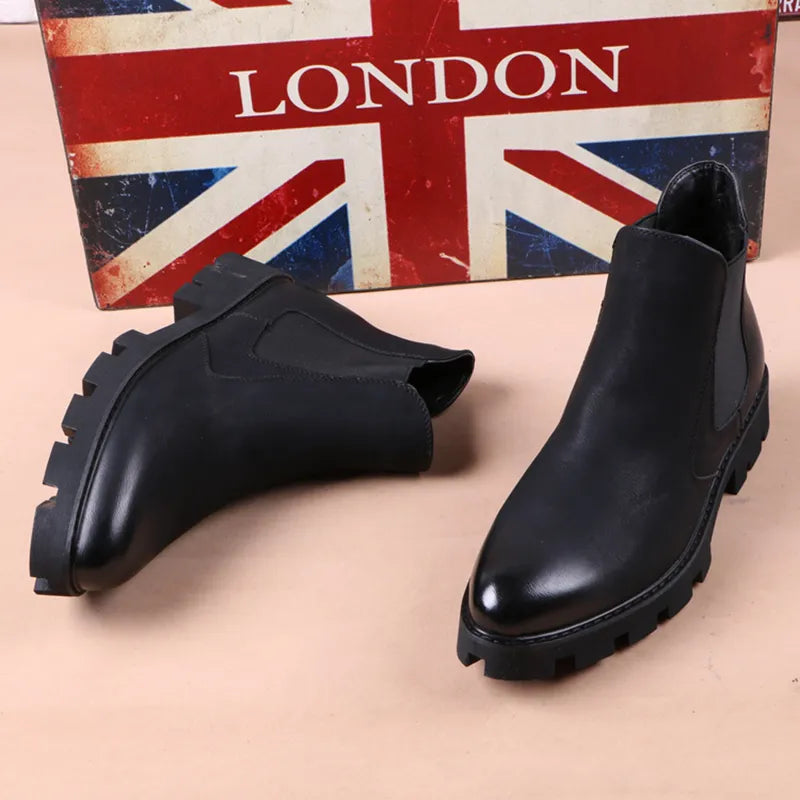 Mens Casual Business Office Formal Dress Chelsea Boots Platform Shoes Genuine