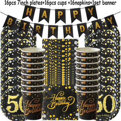 30 40 50 Years Anniversary Disposable Tableware Set New Year Party