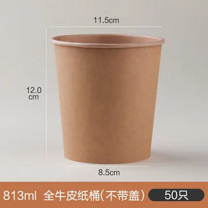 50pcs/Pack Large Capacity Disposable Kraft Paper Bowl