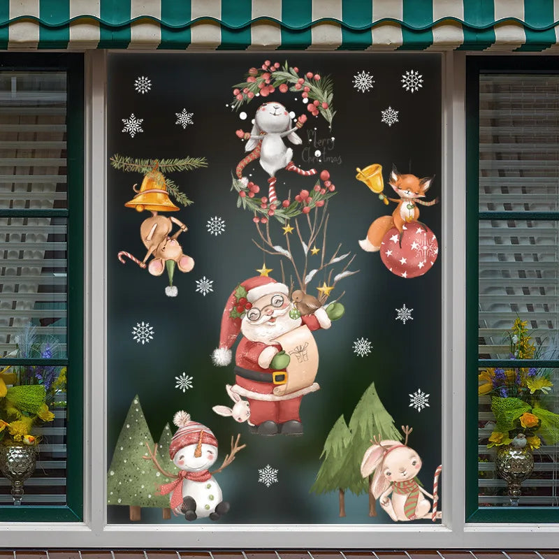 New Christmas Decoration Window Stickers Santa Gifts Merry Christmas Mirror