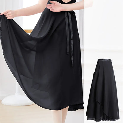 Dance Skirt Women Long Chiffon Ballet Skirts Adult Ballroom Dance Skirt