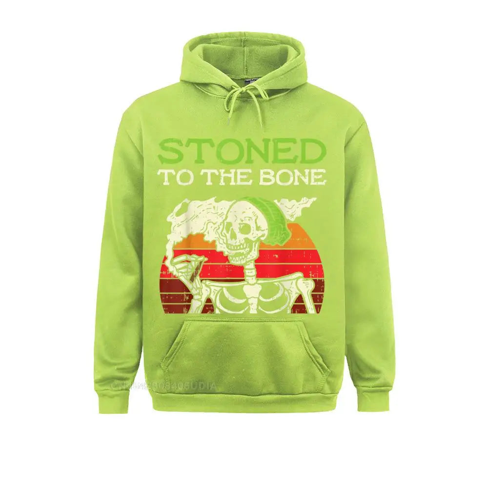 Stoned to the Bone Skeleton Smoking Weed Halloween  Hoodie