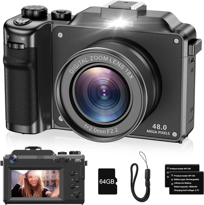 Dual Lens 48MP Digital Camera for Photography 4K WIFI Webcam YouTube Camcorder