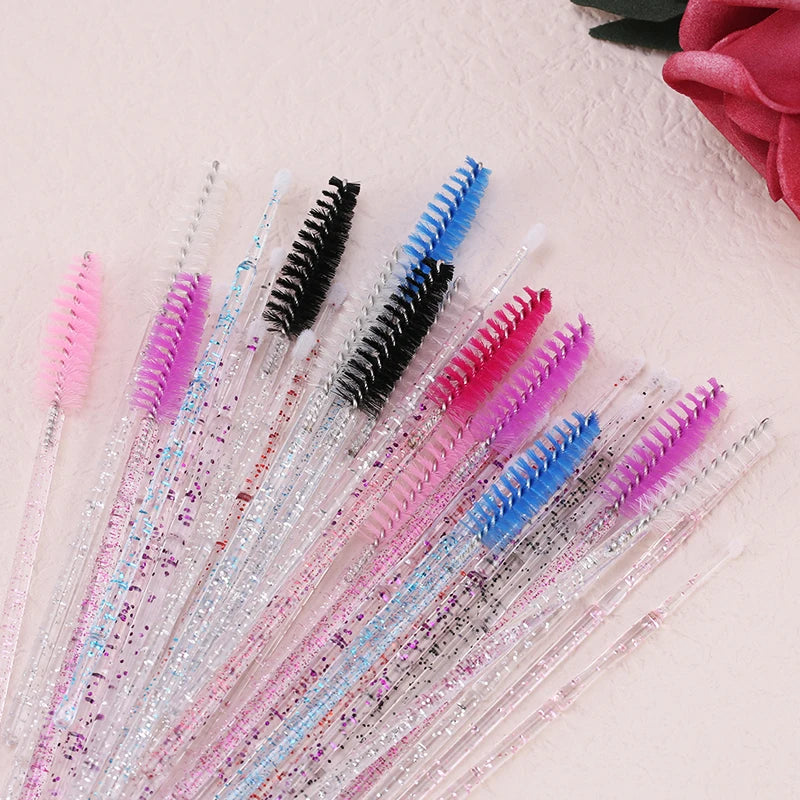 Eyelash Brushes 100pcs Eyebrow Tools Crystal Microbrush for Eyelashes Mascara