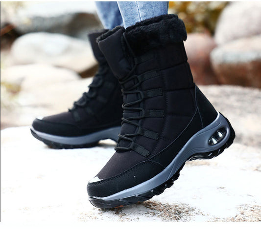 Winter Boots Heels Women's Ankle Boots Thick-Soled Wool Casual  Snow Boots