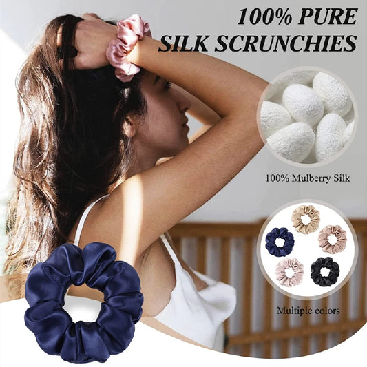 3PCS 100% Pure Mulberry Silk Hair Scrunchies Silk Hair Ties Hairbands