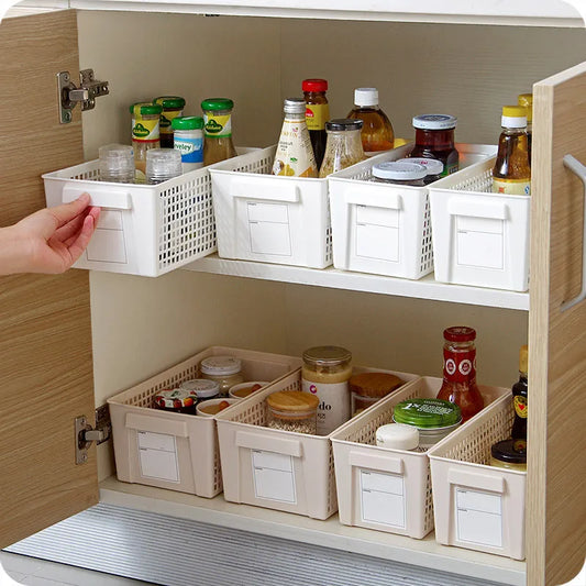 Household Rectangular Storage Basket With Handle Kitchen Bathroom Storage