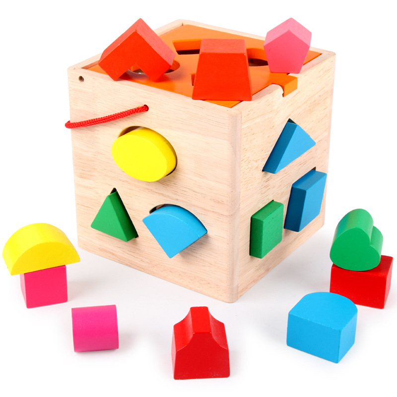 2021 Wooden Baby Activity Cube Toys Early Learning Shape