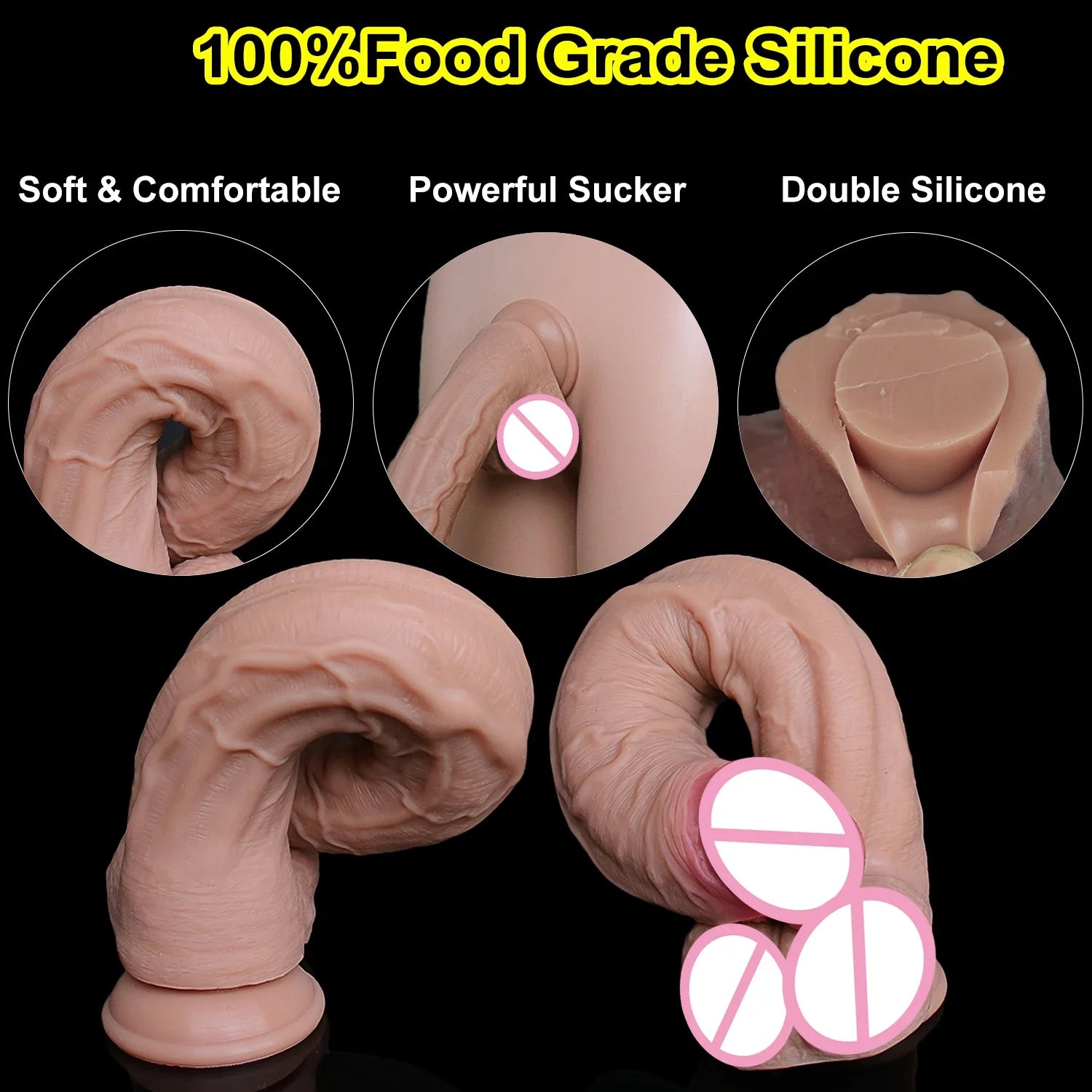 Soft Real Veins Huge Thick Dildo Suction Cup Silicone Cock Anal Plug Sex