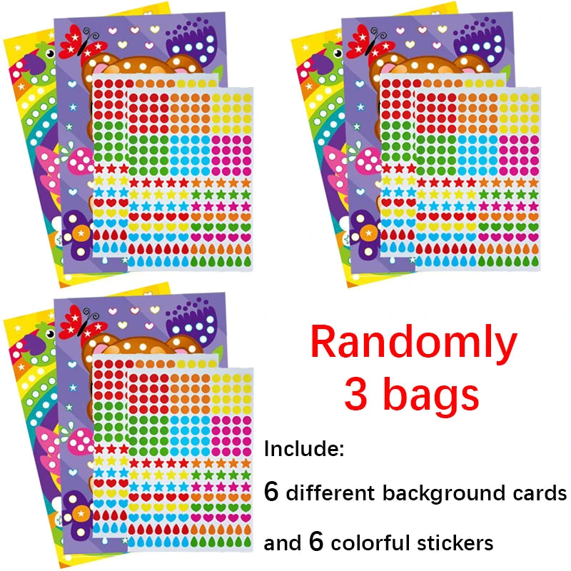 10/15pcs Colorful Dot Primary Mosaic Puzzle Stickers Games DIY Cartoon Animal