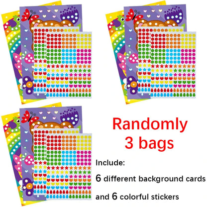 10/15pcs Colorful Dot Primary Mosaic Puzzle Stickers Games DIY Cartoon Animal