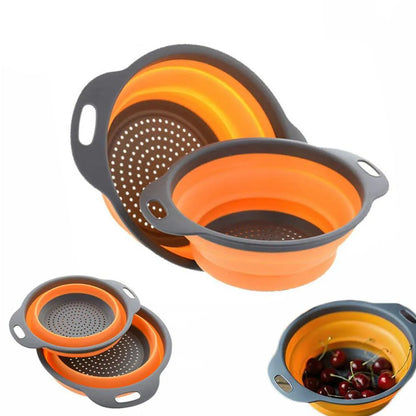 Foldable Silicone Colander Washing Basket Strainer Strainer Collapsible Drainer