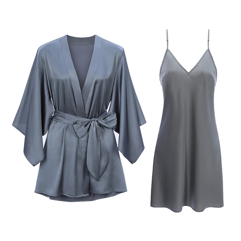 Women Satin Night Dress Silk Sexy  Size Sexy  Night Robe  Bathrobe Perfect