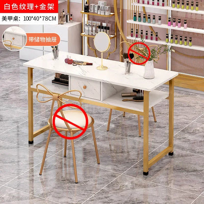 Nordic Single Nail Tables Modern Double Manicure Designer Marble