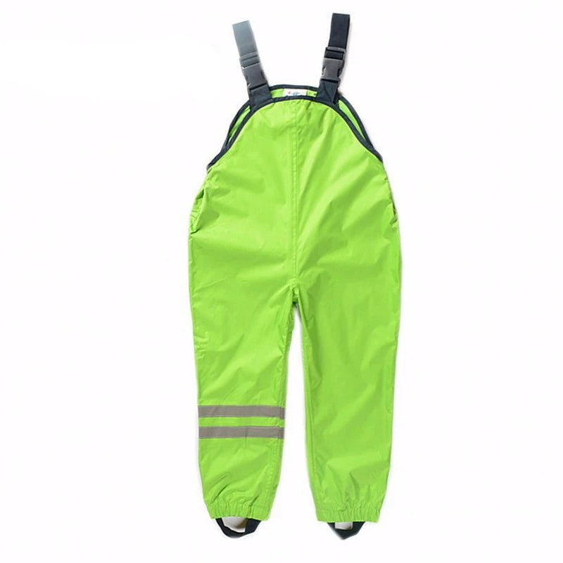 1-7y Boys Girls Suspenders Beach Pants Children Rain Pants Waterproof Ski Pants