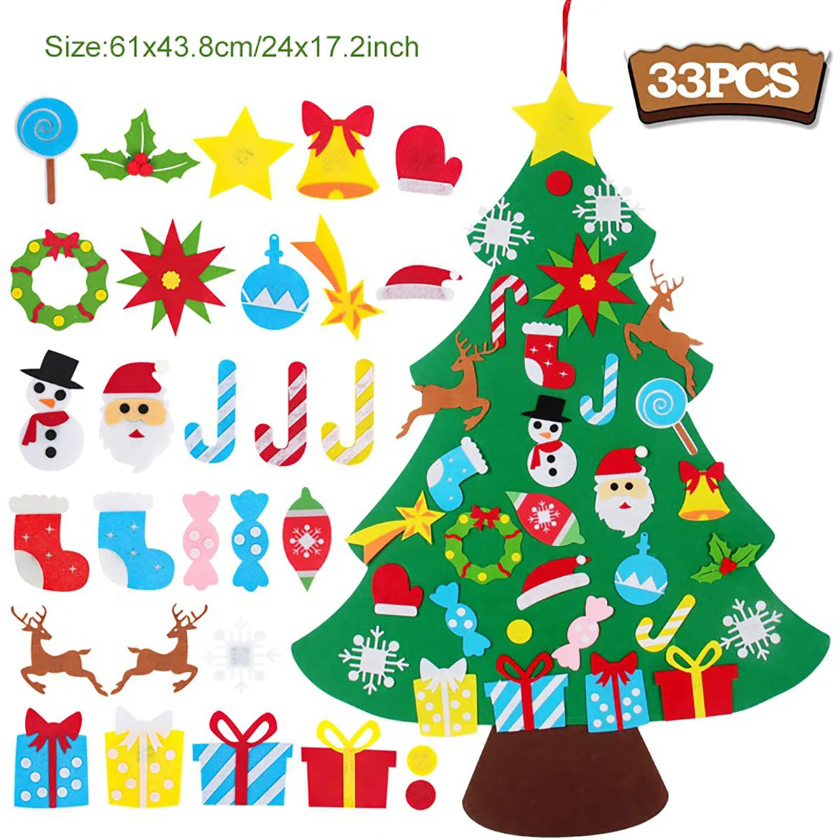 Kids DIY Felt Christmas Tree Merry Christmas Decorations for Home 2024