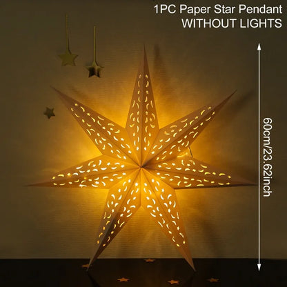 30-75cm Hollow Star Hanging Pendant Eid Mubarak Christmas Decoration 2024