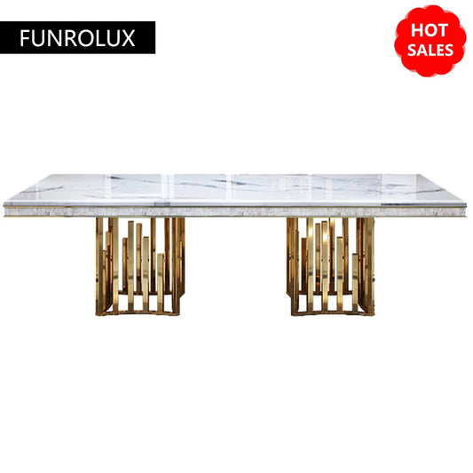 Modern Marble Dining Tables Modern Rectangular Gold Stainless Dining Table