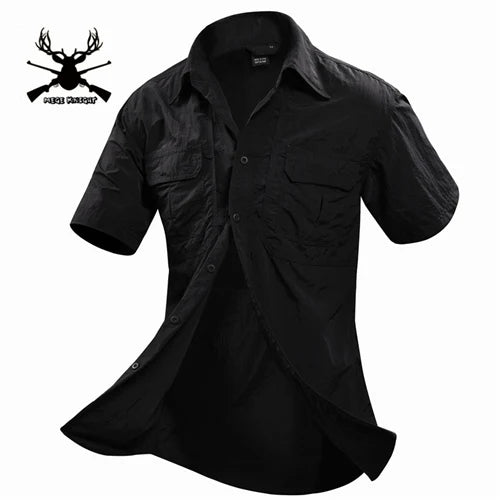 MEGE Summer Men Shirt Military Men Short Sleeve Shirt Casual Shirt