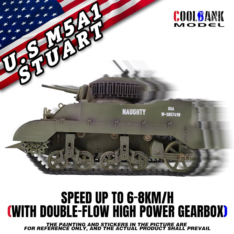 Coolbank U.S. Stuart M5a1 Stuart Rc Tank Model Smoking Sound and Light Electric