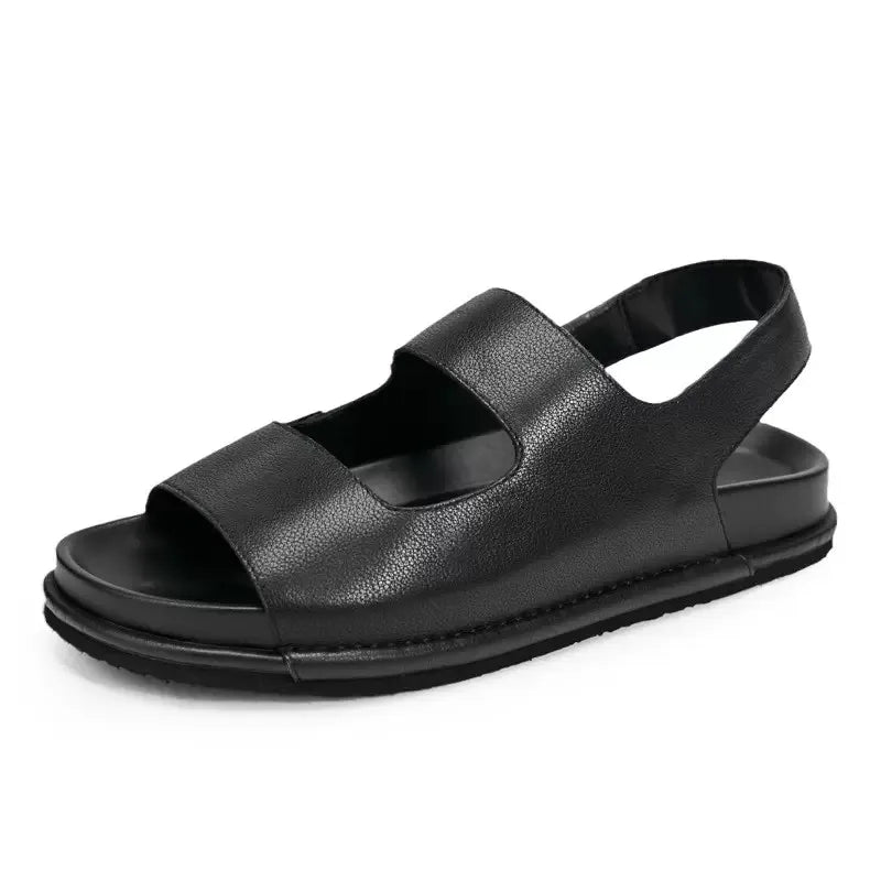 Slip-On Mens Genuine Leather Sandal Outside Casual Platform Shoes Hollow Out