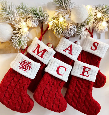 Letters Christmas Stocking New Knitting Christmas Tree Pendant Decorations