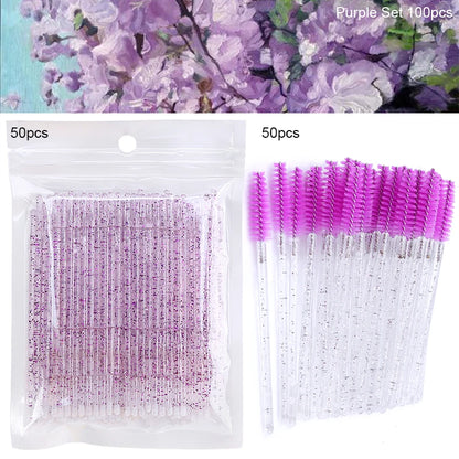 Eyelash Brushes 100pcs Eyebrow Tools Crystal Microbrush for Eyelashes Mascara