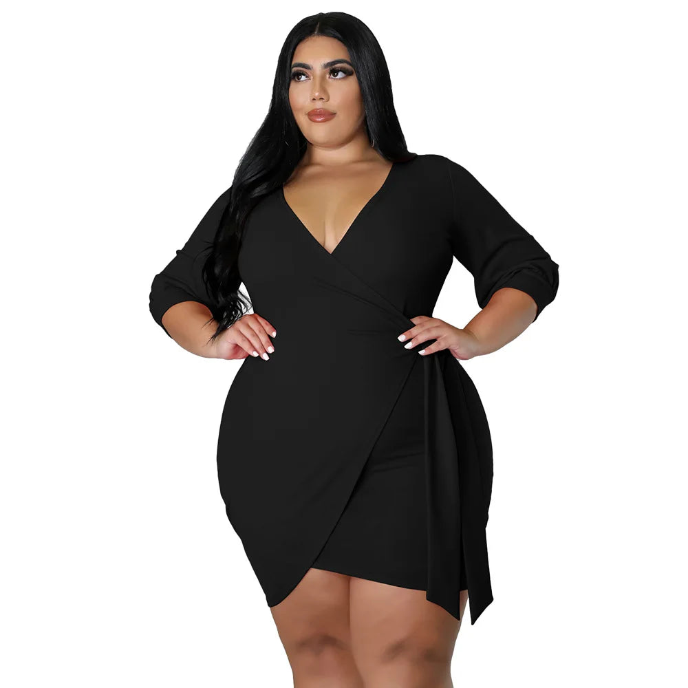 2022 Summer Fashion Plus Size Women Clothing Solid Half Sleeve