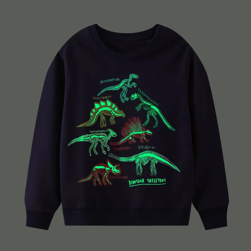 Little Maven 2024 Boys Clothes Luminous Dinosaur Baby Boys Sweatshirts