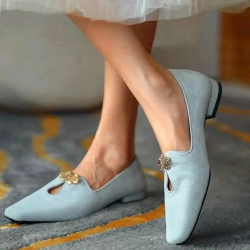 Ladies Flat Shoes Round Toe Solid Color Single Shoes Retro Elegant Shoes Casual